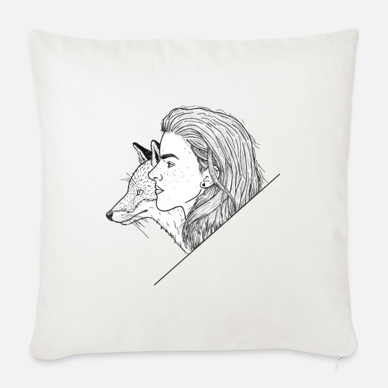 My Friend the Fox - Sofakissenbezug 45 x 45 cm - Naturweiß 