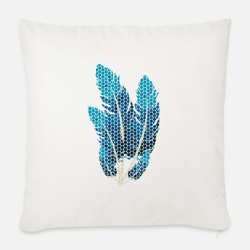 Plumes de points - Housse de coussin décorative 45 x 45 cm - blanc nature