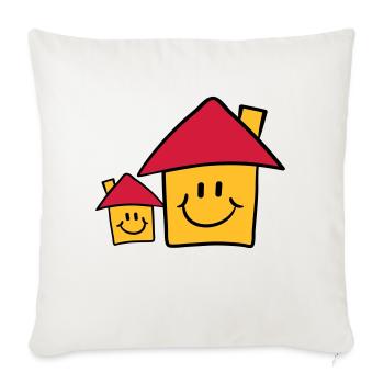 Süße Papa Mama Kind Haus Familie - Sofakissenbezug 45 x 45 cm - Naturweiß  - Vorne