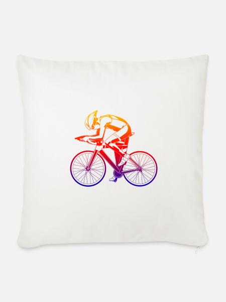 Fahrradfahrer - Sofakissenbezug 45 x 45 cm - Naturweiß