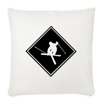 Ski, ski, ski, après-ski, freeski, hiver - Housse de coussin décorative 45 x 45 cm - blanc nature - Devant