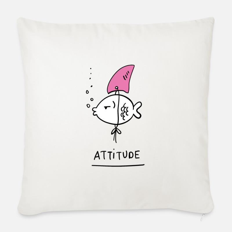Attitude Fish - Sofakissenbezug 45 x 45 cm - Naturweiß 