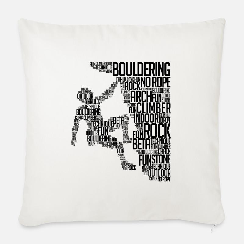 Boulder Klettern Bergsteigen Felsklettern Spruch - Sofakissenbezug 45 x 45 cm - Naturweiß 