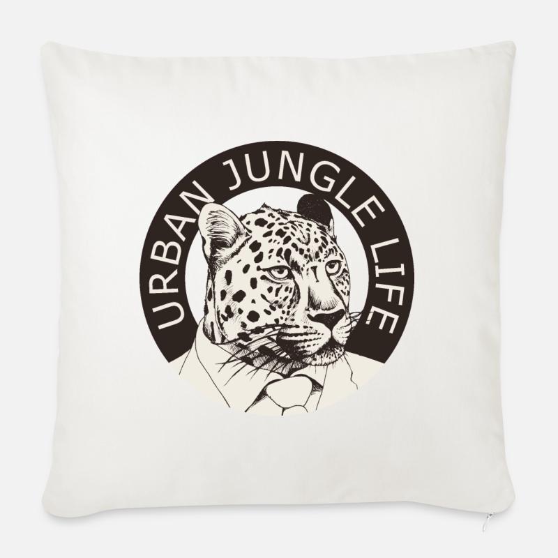 Großstadt Dschungel Leopard im Anzug - Sofakissenbezug 45 x 45 cm - Naturweiß 