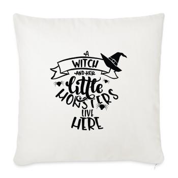 Chapeau de sorcière en rotation - Housse de coussin décorative 45 x 45 cm - blanc nature - Devant