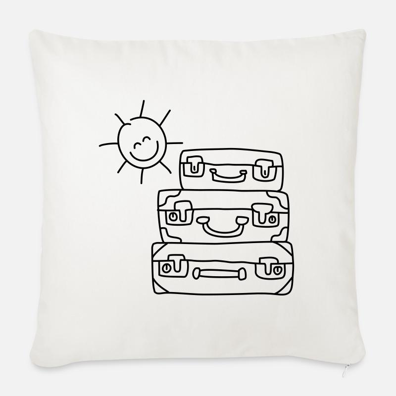 koffer sonne urlaub - Sofakissenbezug 45 x 45 cm - Naturweiß 