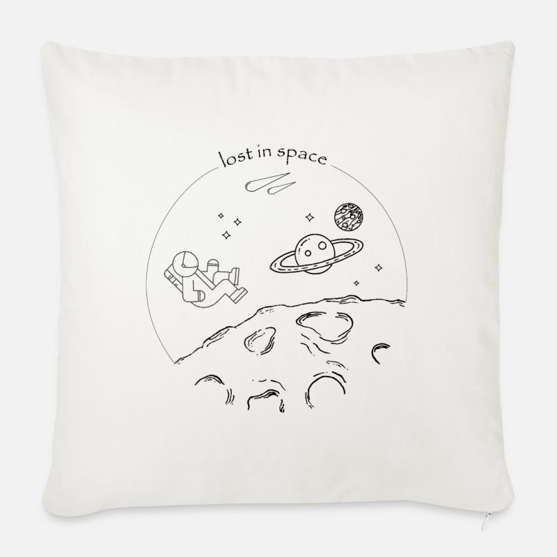 Perdu dans l'espace - Housse de coussin décorative 45 x 45 cm - blanc nature