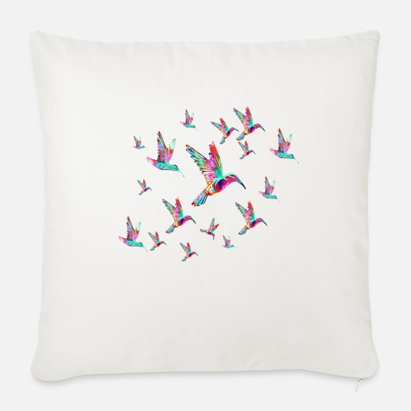bunt,schwarm,Illustration,kolibri,vögel, vogel, - Sofakissenbezug 45 x 45 cm - Naturweiß 