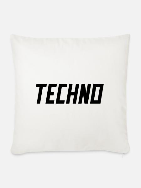 TECHNO Party Rave Techno 90s 90er - Sofakissenbezug 45 x 45 cm - Naturweiß 