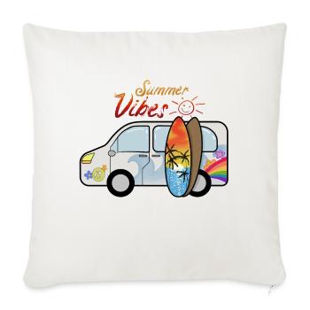 Camping bus with surfboards surfers summer vacation - Sofa pillowcase 17,3'' x 17,3'' (45 x 45 cm) - natural white - Front