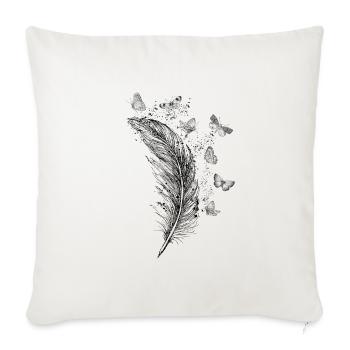 Papillons vintage plume - Housse de coussin décorative 45 x 45 cm - blanc nature - Devant