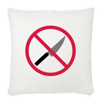 Verboten Schild Messer - Sofakissenbezug 45 x 45 cm - Naturweiß  - Vorne