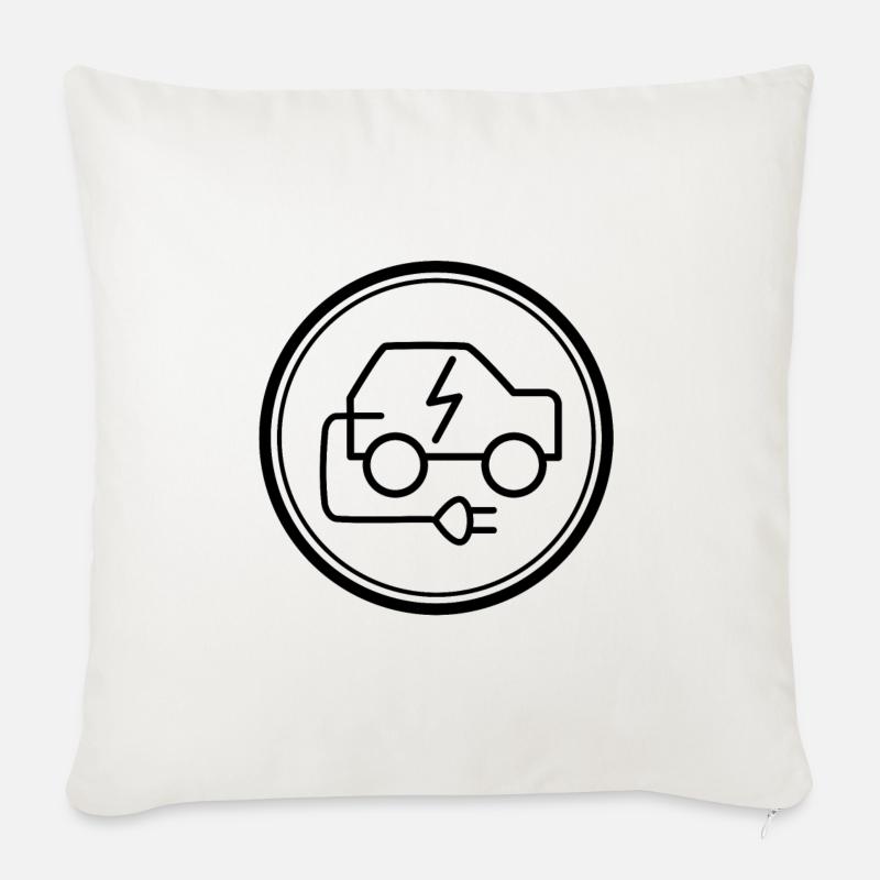Elektroauto - Sofakissenbezug 45 x 45 cm - Naturweiß