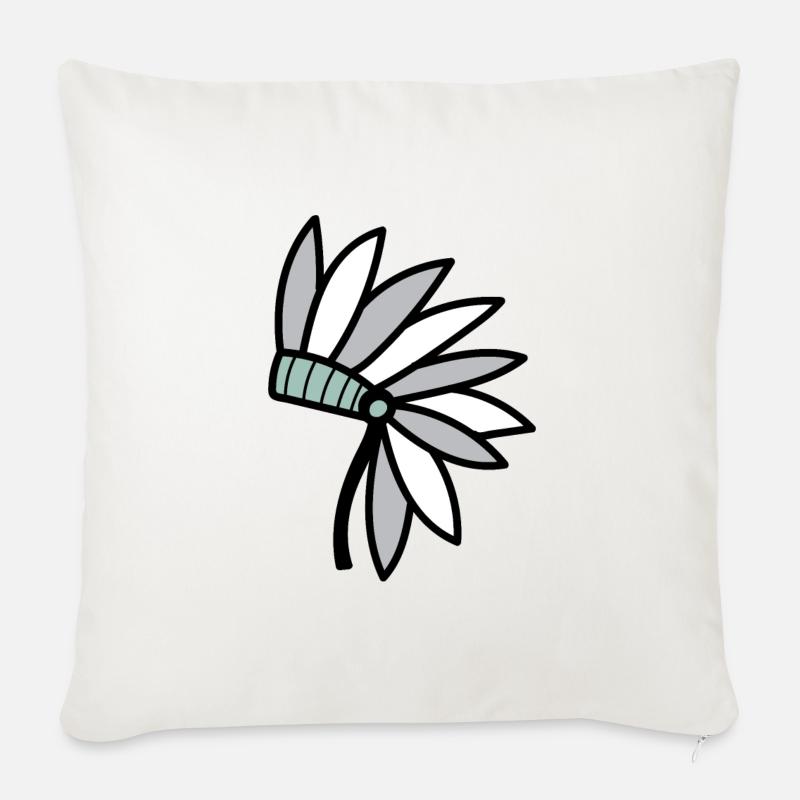 Coiffe indienne - Housse de coussin décorative 45 x 45 cm - blanc nature