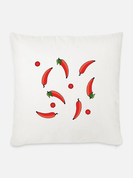 lecker appetitliches Chilli Muster - Sofakissenbezug 45 x 45 cm - Naturweiß