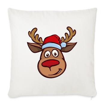 Christmas reindeer face - Sofa pillowcase 17,3'' x 17,3'' (45 x 45 cm) - natural white - Front