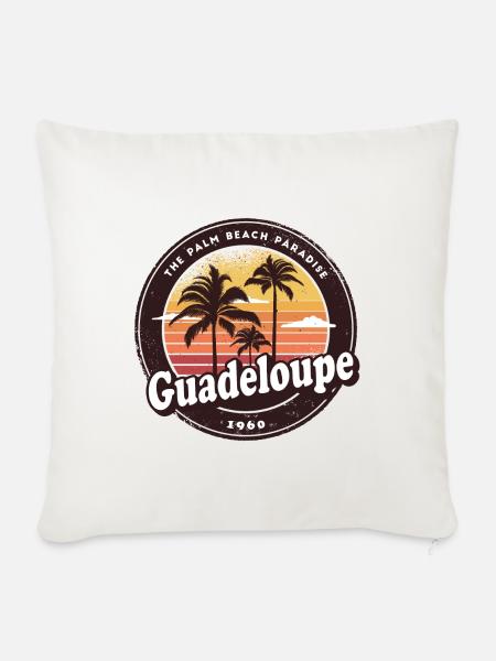 Guadeloupe Vintage Beach Design / Geschenkidee - Sofakissenbezug 45 x 45 cm - Naturweiß