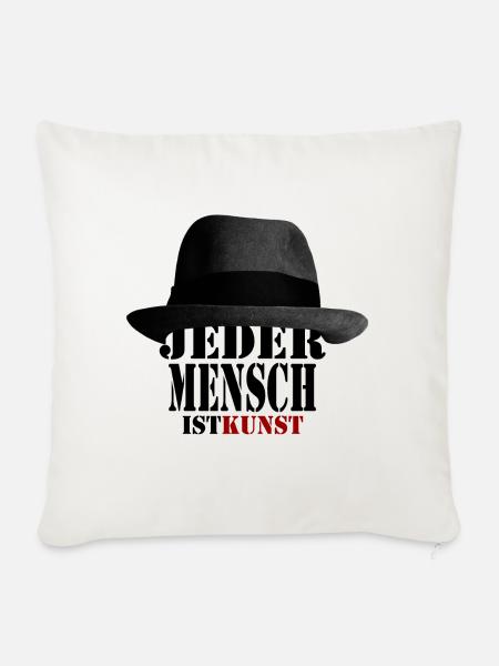 Jeder Mensch ist Kunst | Beuys Hut - Sofakissenbezug 45 x 45 cm - Naturweiß 
