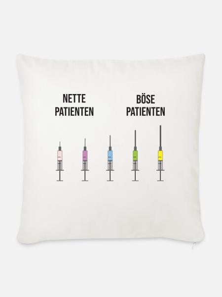 Nette Patienten Böse Patienten Spritze - Sofakissenbezug 45 x 45 cm - Naturweiß 