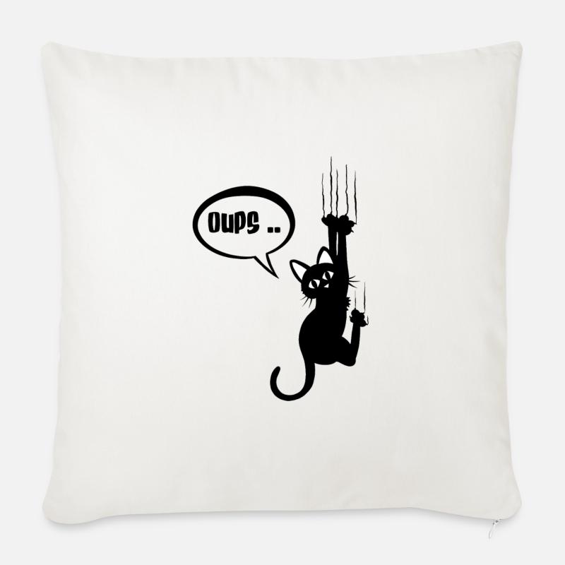 Oops.. api per gatti neri - Copricuscino per divano, 45 x 45 cm - bianco naturale