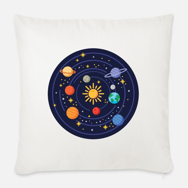 Sonnensystem - Sofakissenbezug 45 x 45 cm - Naturweiß 