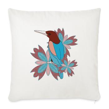 Oiseau mandala - Housse de coussin décorative 45 x 45 cm - blanc nature - Devant