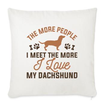 J’aime mon teckel - Housse de coussin décorative 45 x 45 cm - blanc nature - Devant