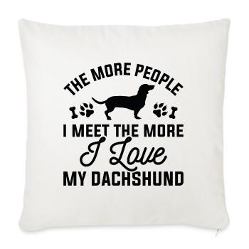 J’aime mon teckel - Housse de coussin décorative 45 x 45 cm - blanc nature - Devant