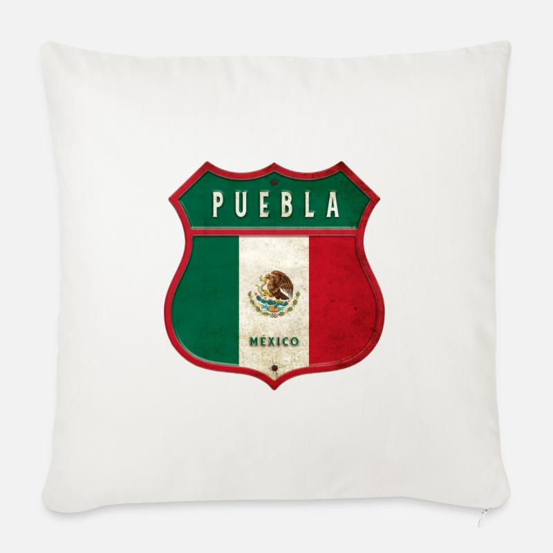 Puebla Mexiko Wappen Design - Sofakissenbezug 45 x 45 cm - Naturweiß 
