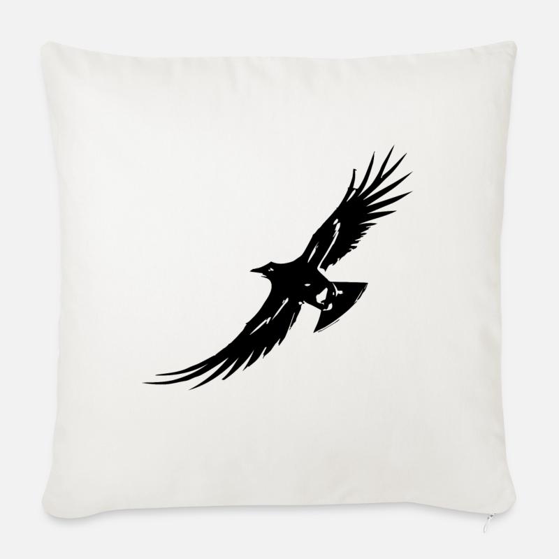 Rabe - Fliegender Rabe - Sofakissenbezug 45 x 45 cm - Naturweiß 