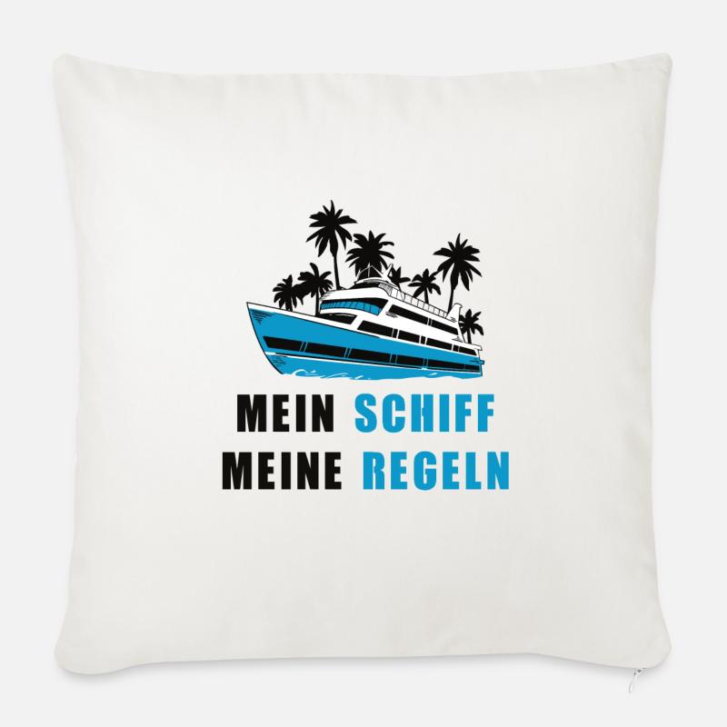 Mein Boot meine Regeln - Sofakissenbezug 45 x 45 cm - Naturweiß 