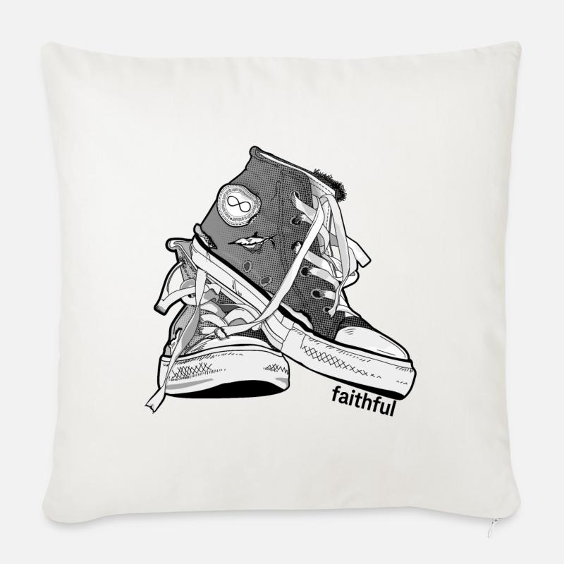 Fidèle-BW - Housse de coussin décorative 45 x 45 cm - blanc nature
