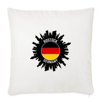 Rostock Skyline Germany Flag Travel Souvenir - Sofa pillowcase 17,3'' x 17,3'' (45 x 45 cm) - natural white - Front