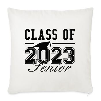 Classe de 2023 Senior - Housse de coussin décorative 45 x 45 cm - blanc nature - Devant