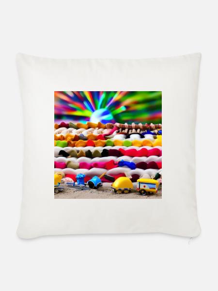 Spielzeug an der sonnigen Küste - Sofakissenbezug 45 x 45 cm - Naturweiß