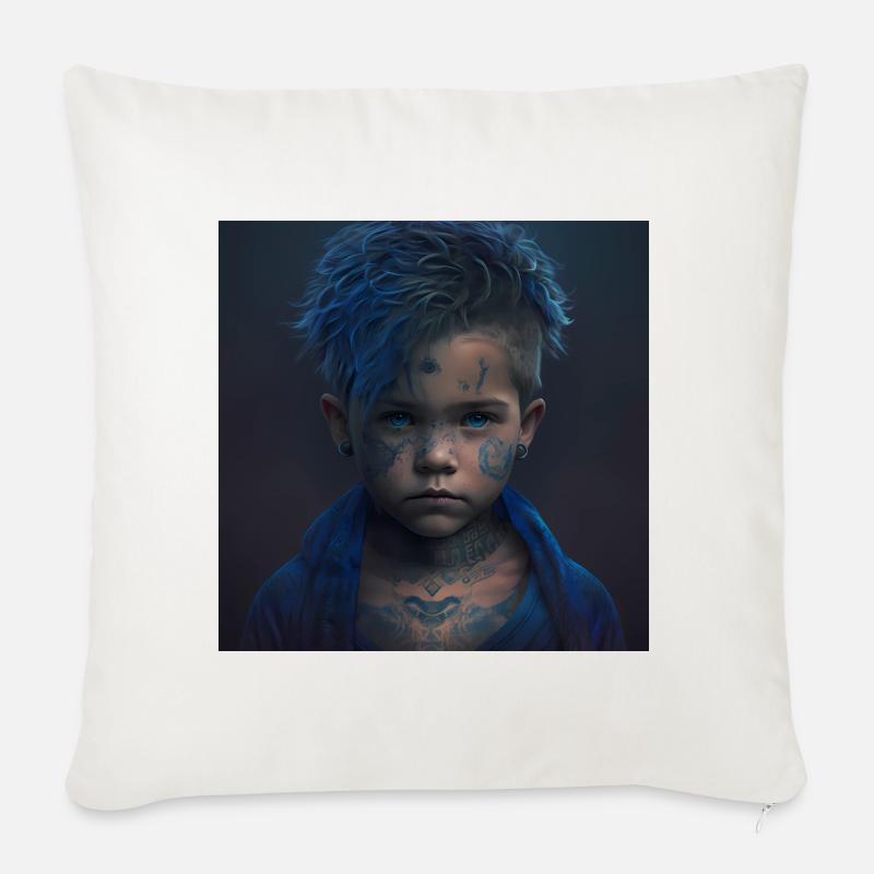 Kinder mit Tattoos Artwork - Sofakissenbezug 45 x 45 cm - Naturweiß 