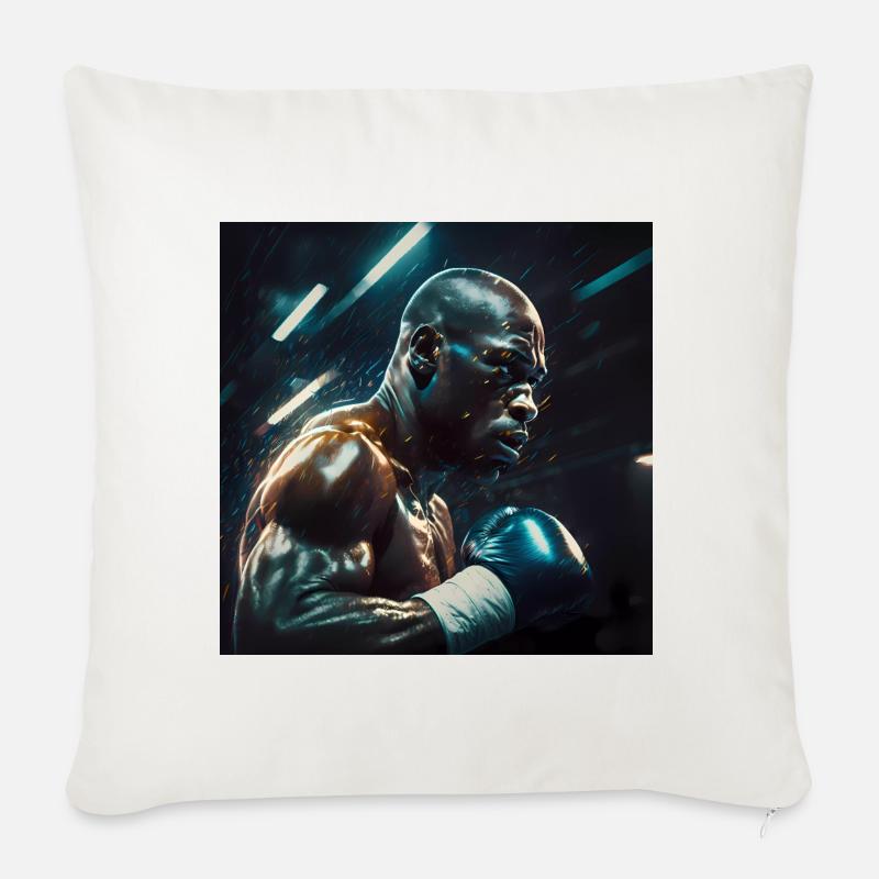 Affiche de boxe - Housse de coussin décorative 45 x 45 cm - blanc nature