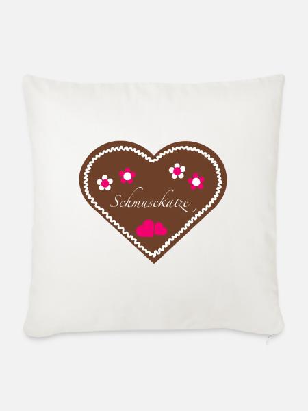 "Jahrmarkt-Liebe" - Schmusekatze pink - Sofakissenbezug 45 x 45 cm - Naturweiß