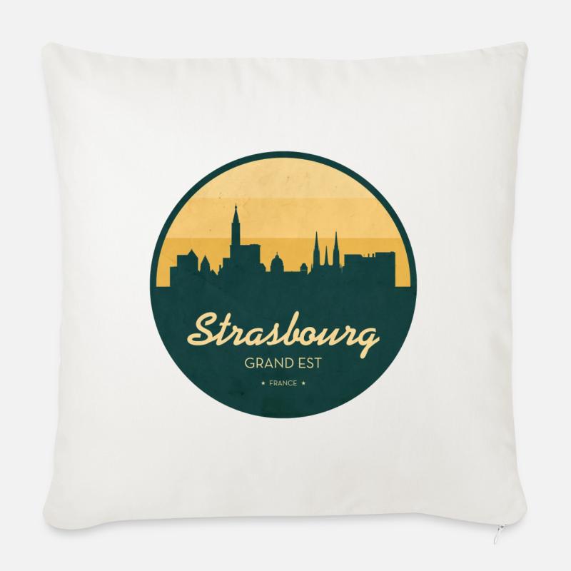 Strasbourg Skyline – Sonnenuntergang Design - Sofakissenbezug 45 x 45 cm - Naturweiß