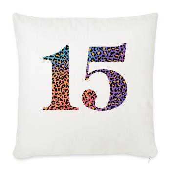 15e anniversaire léopard - Housse de coussin décorative 45 x 45 cm - blanc nature - Devant