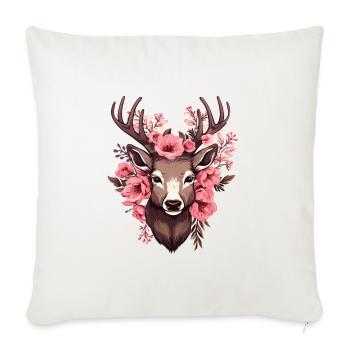 Roe Deer with Flowers Costumes Deer Head Deer Head - Sofa pillowcase 17,3'' x 17,3'' (45 x 45 cm) - natural white - Front