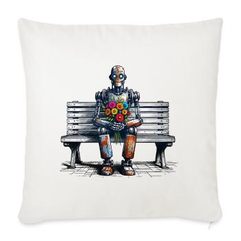 roboter bank blumen robot love rostig kunst - Sofakissenbezug 45 x 45 cm - Naturweiß  - Vorne