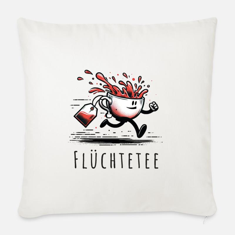 flüchtetee wortspiel tee früchte - Sofakissenbezug 45 x 45 cm - Naturweiß