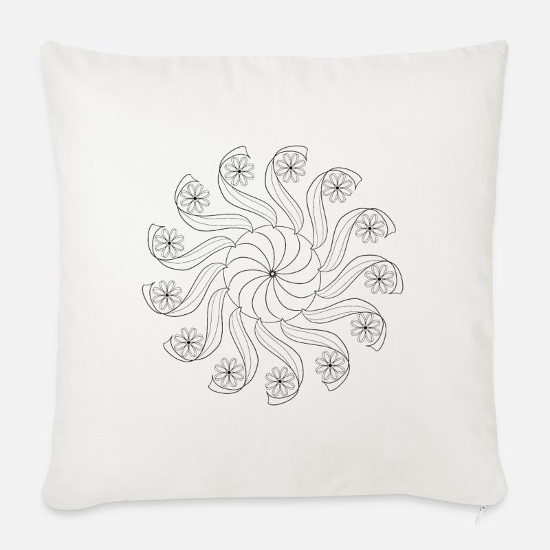 Mandala Karusell - Sofakissenbezug 45 x 45 cm - Naturweiß 