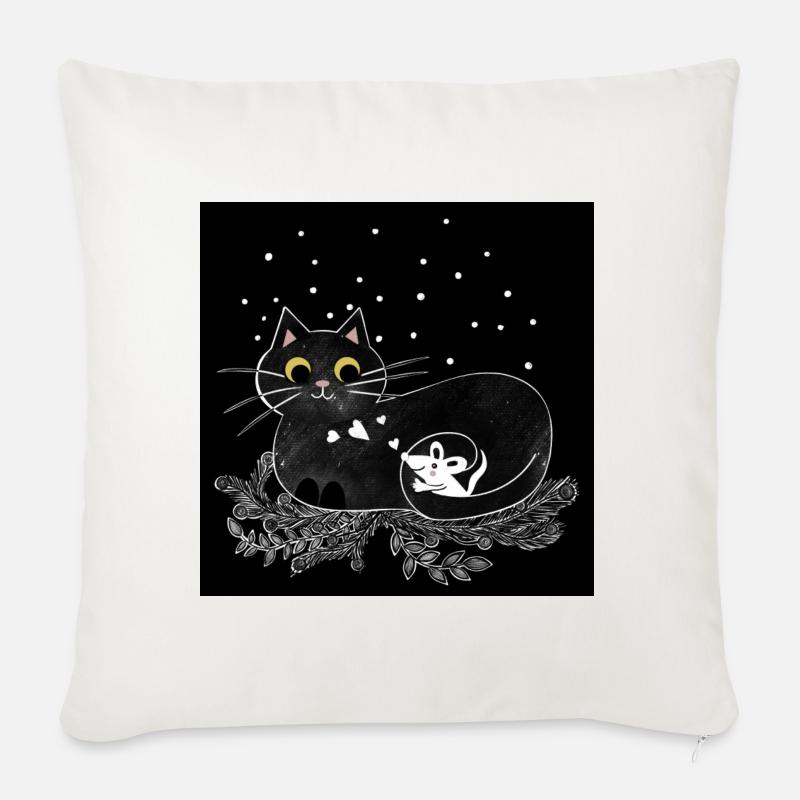 Beste Freunde Katze & Maus - Sofakissenbezug 45 x 45 cm - Naturweiß 