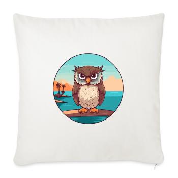Owl Watercolor Cartoon Kawaii Clipart Animal - Sofa pillowcase 17,3'' x 17,3'' (45 x 45 cm) - natural white - Front