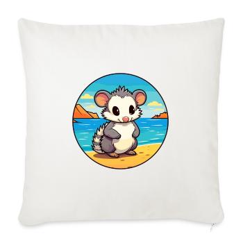 Opossum Aquarell Cartoon Kawaii Clipart Tier - Sofakissenbezug 45 x 45 cm - Naturweiß  - Vorne