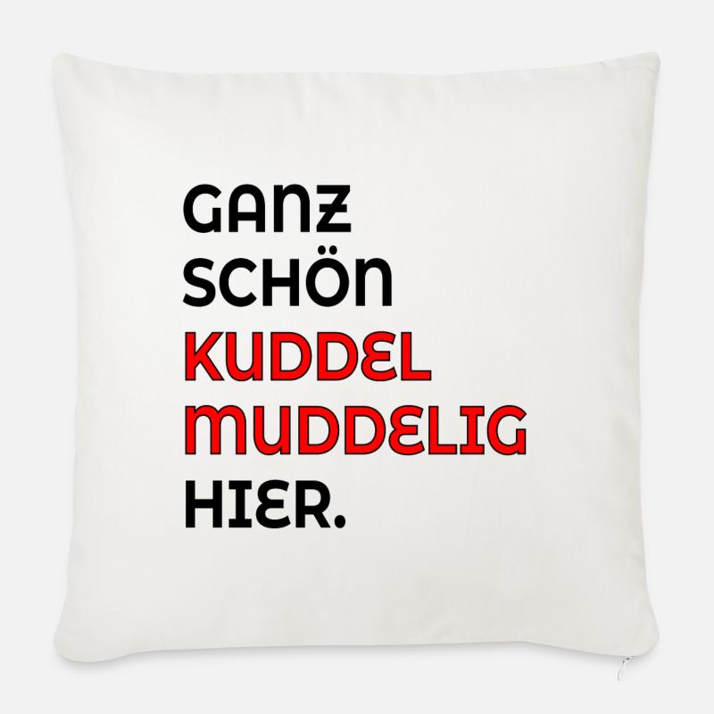 KUDDELMUDDELIG PLATTDEUTSCH SPRÜCHE - Sofakissenbezug 45 x 45 cm - Naturweiß 