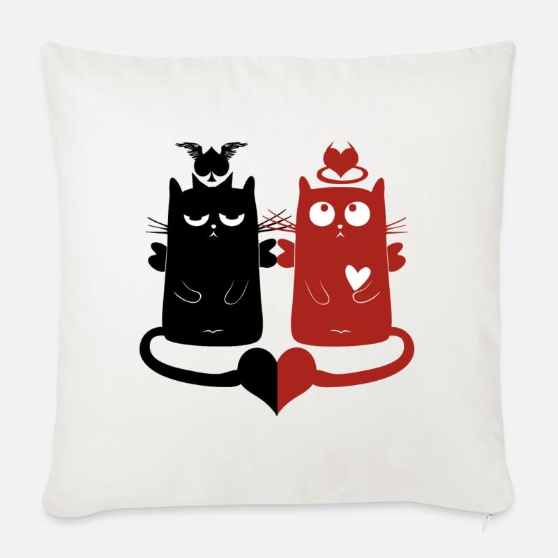 Engelchen und Teufelchen - Sofakissenbezug 45 x 45 cm - Naturweiß 