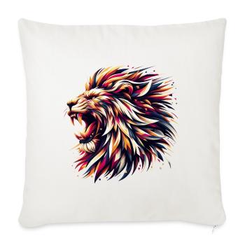 Lion rugit cadeau géométrique - Housse de coussin décorative 45 x 45 cm - blanc nature - Devant